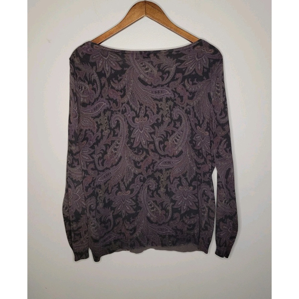 American Living Women's XL Sweater Shirt Top Blouse Brown Purple Black Cardigan‎ - Picture 9 of 11